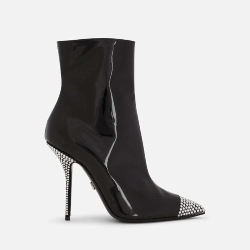 New Dolce & Gabbana Patent Leather ankle boots‎ with fusible rhinestones size 36